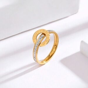 NWT Stainless Steel Elegant Roman Numeral ring with zirconia Size 8